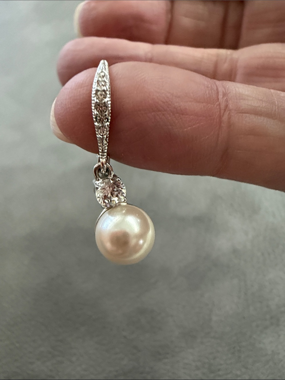 Nadri Faux-Pearl and Crystal Earrings - Picture 3 of 4